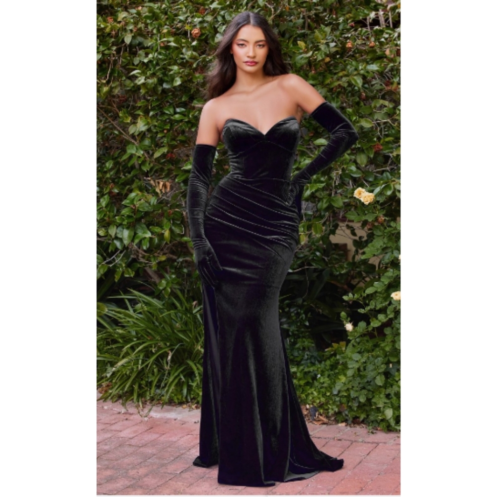 Strapless Black Velvet Gown